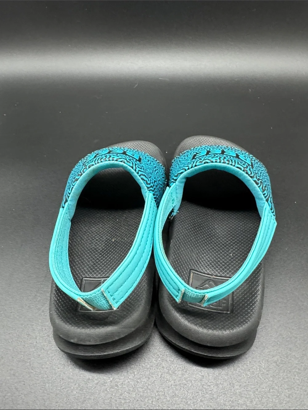 Reef Teal and Black Toddler One Slide Sandals Sz 10